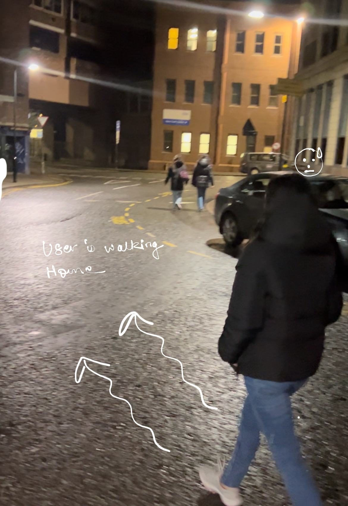 The participant is walking home.